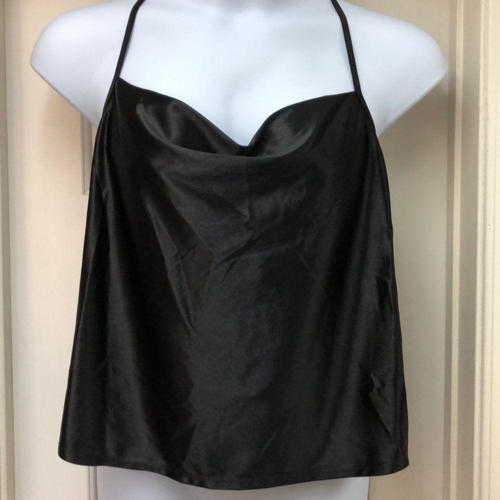 Wild Favble black stretchy drape neck low back top